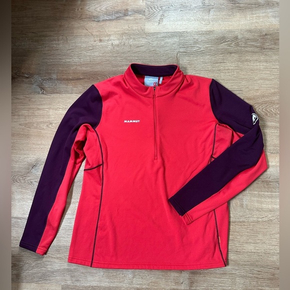 Mammut Aenergy Polartec Baselayer Half Zip Long Sleeve Size XL Red and Purple - Picture 3 of 11